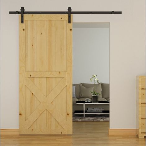 Kit porte coulissante 2 m, 100 kg, acier noir HAVRYA (1/3)