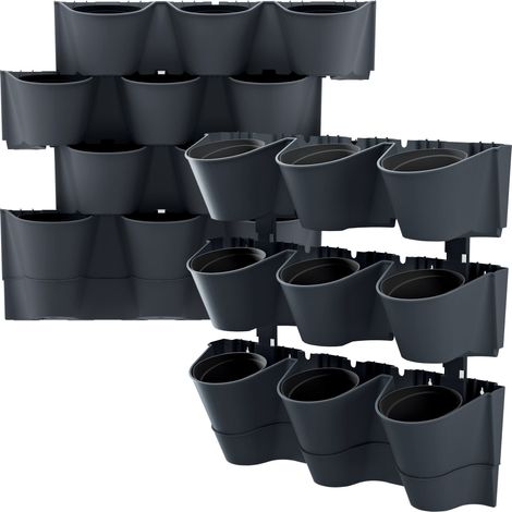 Jardinière verticale Cascade Wall en polypropylène – 12 pots de 0,75 L avec arrosage à flux continu – Dimensions 57x17,7x67 cm – Pour intérieur et extérieur – Prosperplast (1/6)