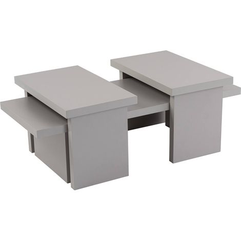 Dmora - Tavolino da salotto Prepotto, Tavolo basso da caffè, Portariviste per divano, Ripiano da soggiorno, 110x45 h42 cm, Grigio (1/5)