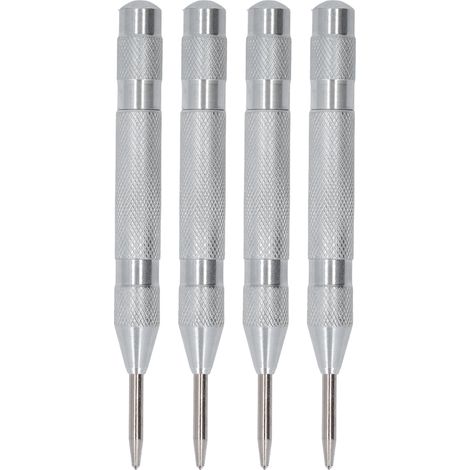 Lot de 4 pointeaux automatiques en acier rapide 5 pouces, kit d’outils argenté pour installation et maintenance. (1/5)