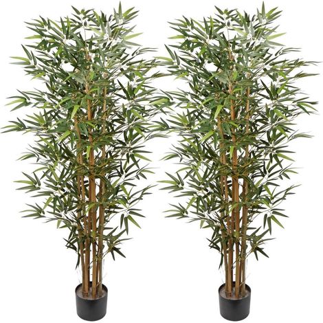 Künstlicher Bambusbaum mit Echtholzstamm, 152.4cm, 2 Stück, Grün (1/5)