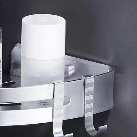 Étagères de rangement de douche sans poinçon en alliage d'aluminium, étagères de rangement d'angle de salle de bain à domicile, triangulaire argent (1/4)