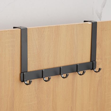 Türhänger mit 5 Haken, Badezimmer, Schlafzimmer, Küche, Schwarz, Einfache Montage (1/5)