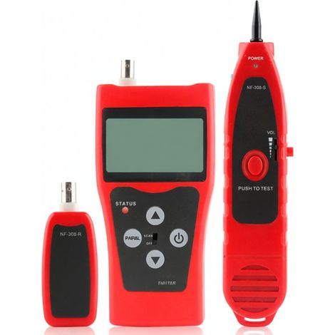 Probador cables red NOYAFA pantalla LCD, detector línea alta precisión, prueba RJ11 RJ45 coaxiales, medición longitud cable con adaptador, para electricistas