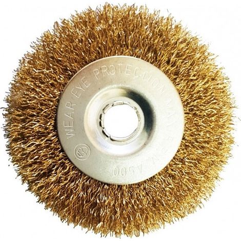 Trade Shop - Juego 2 Pz. Cepillos De Acero 4'' Brocas Esmeriladoras Cepillos Circulares Alambre Latonado -