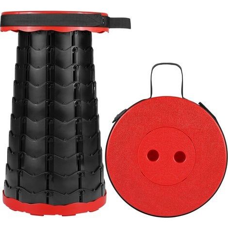 Tabouret pliant tabouret télescopique portable noir et rouge dur et stable (1/4)