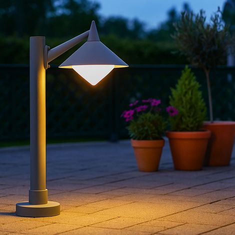 Piantana da esterno lampada da terra da giardino base percorso colonne in alluminio faretto grigio chiaro WOFI 379401500500