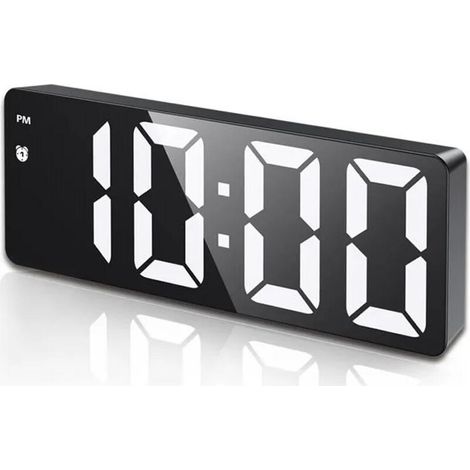 Réveil Numérique, Alarm Réveil LED avec Fonction Snooze, Luminosité réglable, ave mode jour de travail(Noir) (1/4)