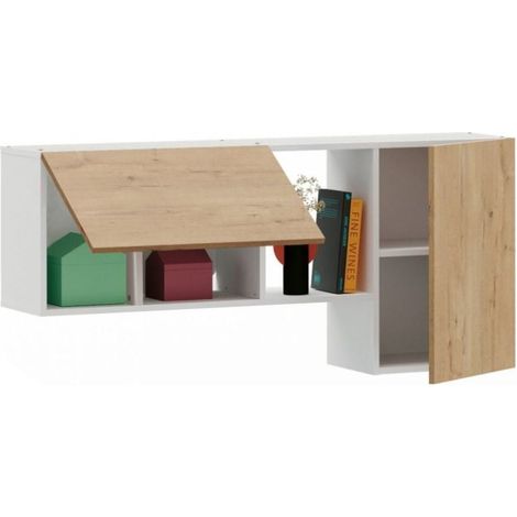 Módulo Salón Comedor en L Nilo Color Roble Gold y Blanco 60x130x32 cm (1/5)