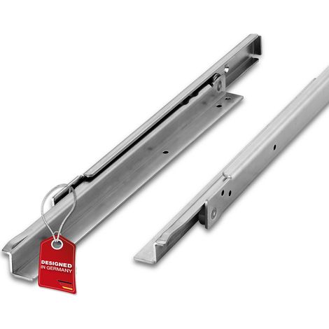 SOTECH Schubkastenauszug Schwerlast Rollenführung Teilauszug Stahl verzinkt, aufliegende Montage speziell für hohe Belastungen bis 100 kg im Möbel- und Maschinenbau, Nennlänge 300 mm