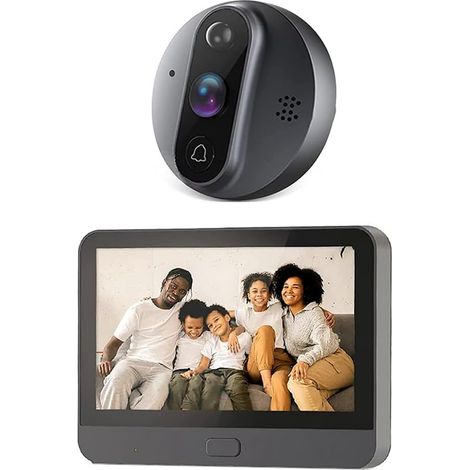 Smart Tuya 1080P WiFi Door Bell Eye Peephole Camera 5000MAh Audio 4.3Inch PIR FHD Infrared pour Alexa (1/5)