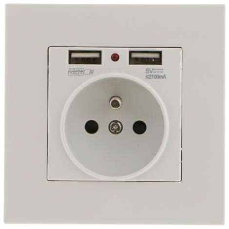 Ahlsen 2er-Set Wandsteckdosen, Wandsteckdose mit Doppel-USB 5V/2100mA, Einbausteckdose mit 2 USB-Anschlüssen, praktisch und handlich (1/4)
