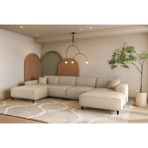 Wohnlandschaft Sofa U-Form GLORIA in Stoff Artico Beige
