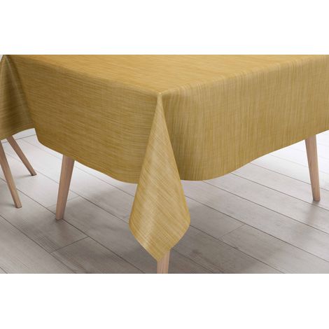 Tovaglia LIMA Gialla – Tela Cerata Plastificata PVC Lavabile Antiscivolo Effetto Lino – Made in Italy Cm. 140x100 x4 persone