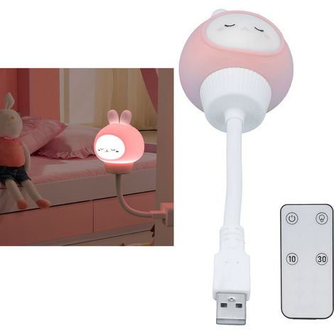 Veilleuse USB Lapin Mignonne avec Télécommande, Lampe de Nuit Bébé, Décoration de Chambre, Cadeau d'Anniversaire (1/5)
