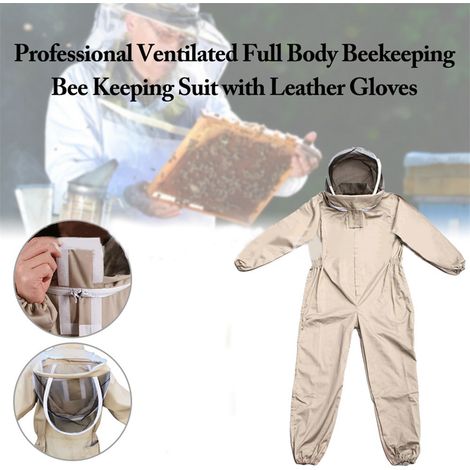 Combinaison d'apiculture respirante douce confortable une pièce vêtement apicole agréable pour la peau avec capuche amovible L (1/2)