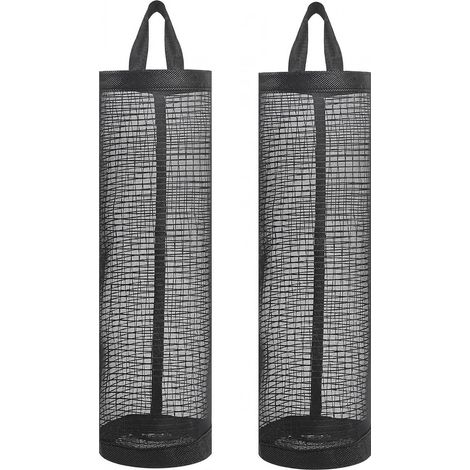 Lot de 2 sacs de rangement suspendus pour sacs poubelle et sacs plastiques en polyester dimensions 11 x 11 x 48,5 cm pliables et gain de place avec fixation murale pour cuisine et rangement multifonct (1/5)