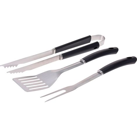 Set 3 outils pour barbecue edm pvc/inox. couleur noire (1/2)