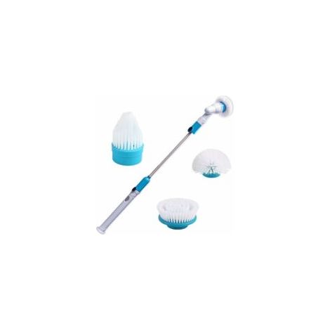 Spazzola elettrica multifunzione per la pulizia, non ricaricabile, con manico lungo e testine intercambiabili (blu, 1 pezzo) - Crezuo (1/3)