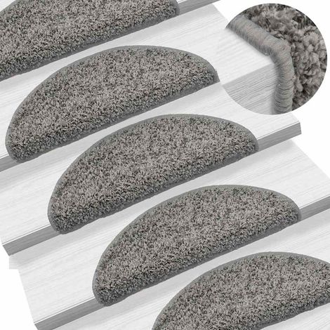 vidaXL Felpudos para escaleras (10 unidades, 56 x 17 x 3 cm, gris, semicirculares) (1/5)