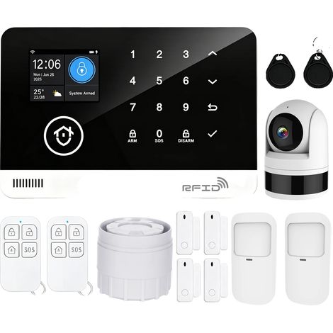 Système d'alarme de sécurité, connexion sans fil, compatibilité avec la maison intelligente, Kit de caméra 13Pcs, Anglais-a (1/2)