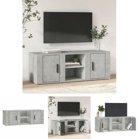 Wohnzimmer - vidaXL TV-Schrank Betongrau 100x31,5x35 cm Holzwerkstoff - Stauraum (1/5)