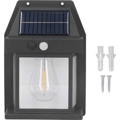 Solar-Wandleuchte mit Wolframlicht, Sendoor-Sensor-Interaktionslampe, Außenbeleuchtung, IP65 wasserdichte Montage, Schwarz (1/5)