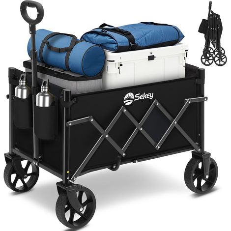 Sekey Bollerwagen, Faltbarer Handwagen 4 Räder, 80KG, Schwarz (1/4)
