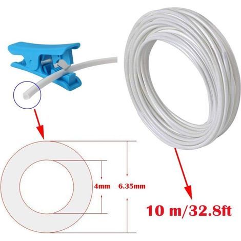 RO Raccord de Filtre à Eau, 10 mètres de Tube de diamètre 1/4"/ 6.3mm, Ensemble de raccords pour Réfrigérateur Tubes, (Robinet combiné de Type Y + T + I + L + Robinet d'arrêt) (1/4)