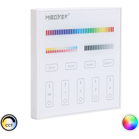 Télécommande Murale RF 220-240V AC pour Variateur LED RGBWW 4 Zones RF MiBoxer T4 RGBW+CCT