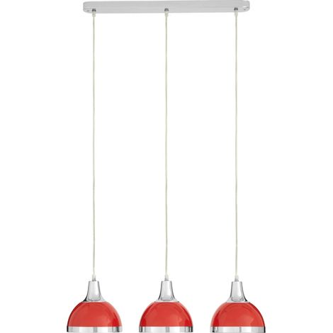Premier Housewares Jasper Red Shade and Chrome Pendant Light (1/3)