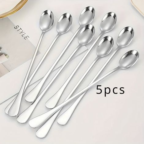 Cuillère À Long Manche - Acier Inoxydable 18/10 - Pour Thé Glacé Café Desserts - Lavable En Lave-Vaisselle - Lot De 6 (1/5)