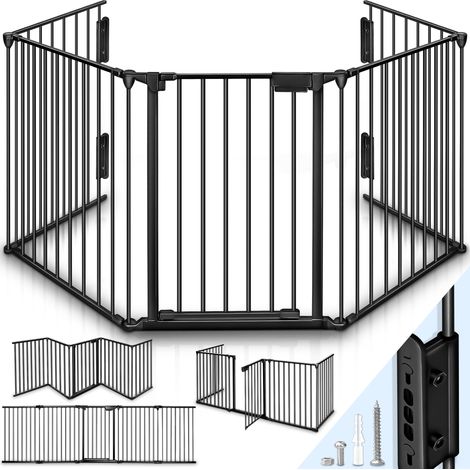 KIDUKU Kaminschutzgitter 300 cm Schwarz Baby Absperrgitter Ofenschutzgitter Laufstall Türschutzgitter (1/5)