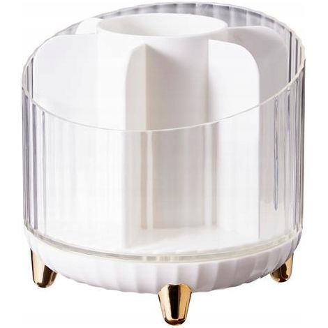 Kosmetik-Organizer, Kunststoff, gerillt, transparent, weiß, 12 cm, 1 Stück.