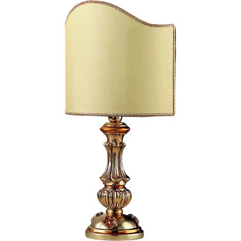 Lumetto In Legno Classico Argento Mecca Con Paralume 1 Luce Airone