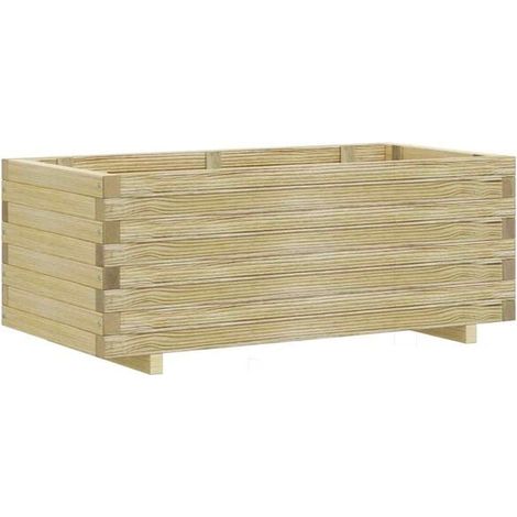 parterre de fleurs rectangulaire en bois de 100 x 50 x 40 cm (1/5)