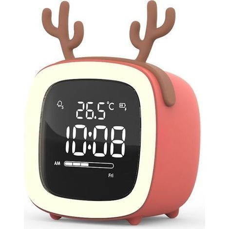 Réveil Numérique LED, Réveil Intelligent pour Enfants, Horloge Électronique LED avec Veilleuse Et Jolies Oreilles, Affichage 12/24 Heures, Température, Mode Nuit, pour Garçons Et Filles (1/5)