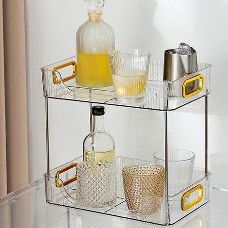 Solution de rangement pour bureau : étagère de table à manger, étagère à snacks, étagère de table basse, étagère de bureau pour salon pour les snacks et les verres d’eau, étagère de rangement transpar (1/5)