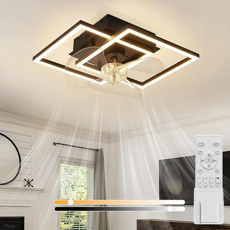 GBLY Ventilador de techo LED con iluminación silencioso con ventilador y mando a distancia negro regulable moderno ventiladores de techo con luz 6 velocidades motor DC temporizador para dormitorio (1/5)