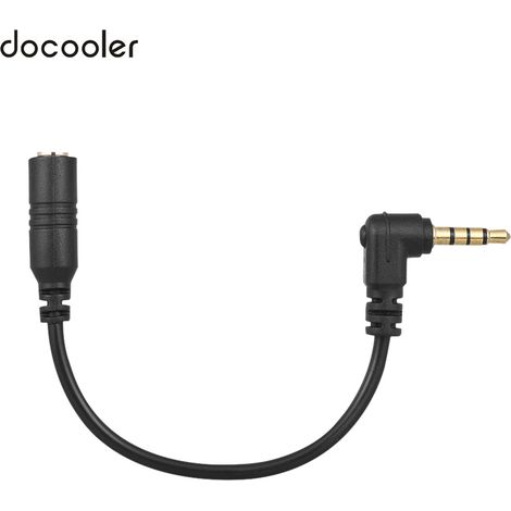 Adaptateur microphone Docooler EY-S04 3,5 mm, prise femelle TRS 3 pôles vers mâle TRRS 4 pôles, coudé à 90°, convertisseur audio stéréo pour iPad, iPhone, Samsung et smartphones Huawei. (1/4)