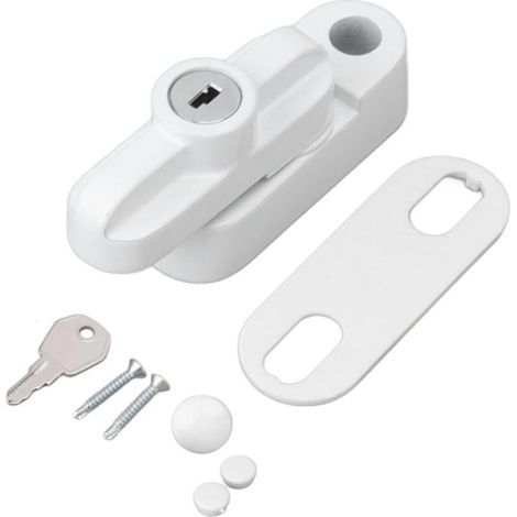 Blanc Serrures de Fenêtre, Alliage Aluminium Verrou de Fenêtre Externe, Loquets de Sécurité avec clés Vis, Fixation Sécurité Domestique pour Fenêtre (1/5)