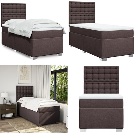 Boxspringbett mit Matratze Dunkelbraun 100x200 cm Stoff - Boxspringbett - Doppelbett - Bettsofa - Schlafsystem - Polsterbett - Home & Living (1/5)