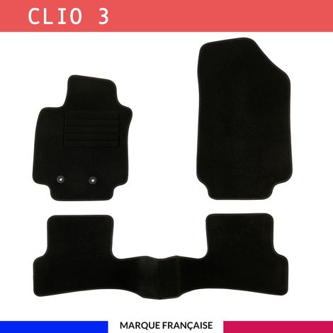 Tapis de voiture - Sur Mesure pour CLIO 3 (2005 - 2014) - 3 pièces - Tapis de sol antidérapant pour automobile