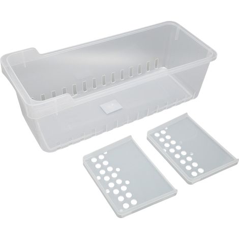 Bac de Rangement Réfrigérateur Transparent avec 2 Compartiments pour Cuisine et Bureau - 40x16x14.1cm (1/5)