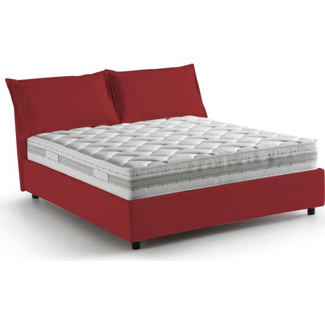 Talamo Italia Doppelbett Sabrina, Containerbett mit Stoffbespannung, 100% Made in Italy, Frontöffnung, inklusive Matratze Cm 160x200, Rot