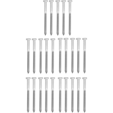 Vis à bois à filetage partiel en acier inoxydable 304, vis à bois hexagonales autotaraudeuses M6 x 80 mm (1/5)