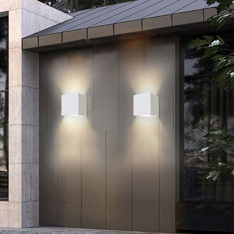 2x LED 12W Aplique de Pared Arriba Abajo Regulable,Moderna Aluminio Cuadrado Blanca Lámpara de Pared para Dormitorio Pasillo Salón (Blanco Cálido) (1/3)