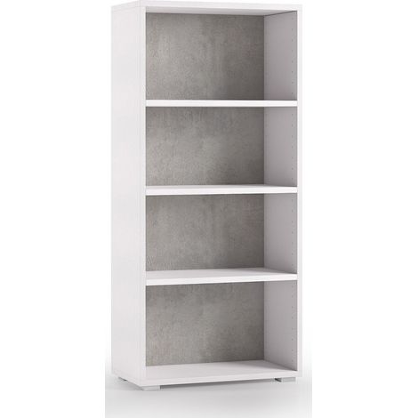 Libreria 60x30x130 cm bianco frassinato e cemento con tre ripiani - Croazia
