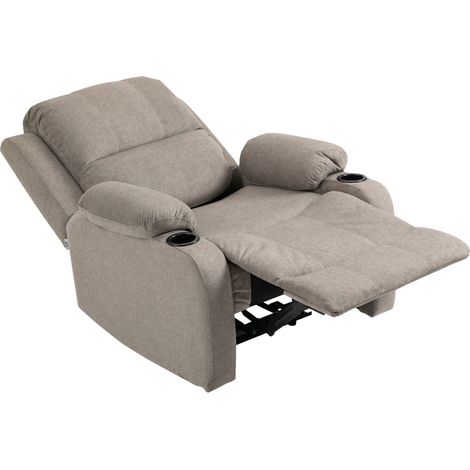 Recliner Chair, Microfibre Reclining Chair  Adjustable Leg Rest, Cup Holders, Recliner Armchair for Home Living Room, Brown (1/5)