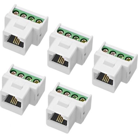 Module de téléphone RJ11 CAT3 Keystone - Femelle à vis à 4 broches, bloc de terminaux, adaptateur sans soudure pour téléphone, prise (1/5)